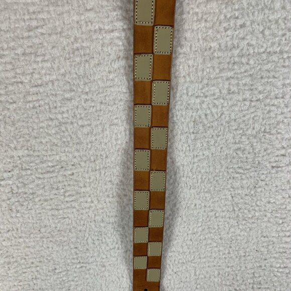 Linea Pelle Waist‎ Belt Women's Medium Brown Check Leather Adjustable 9605 - Picture 4 of 11